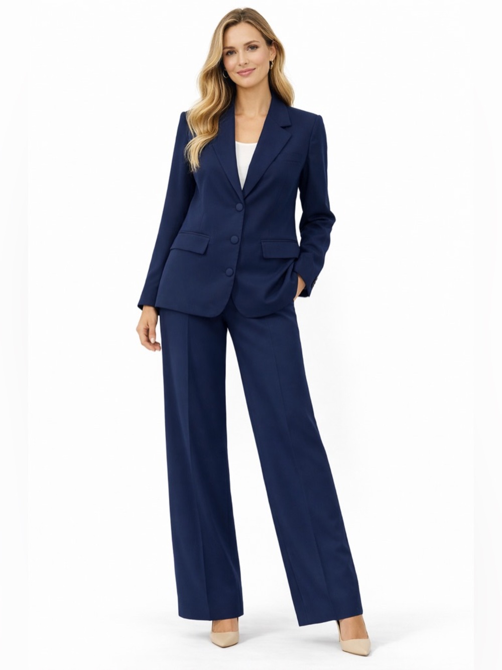 Classic Navy Women’s Wide-Leg Suit Pants